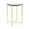 24" Metal X-Shaped Accent Table with Textured Glass Tabletop